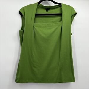Lafayette 148 Top Womens XL Green Sleeveless Square Neck Stretch Top Modern